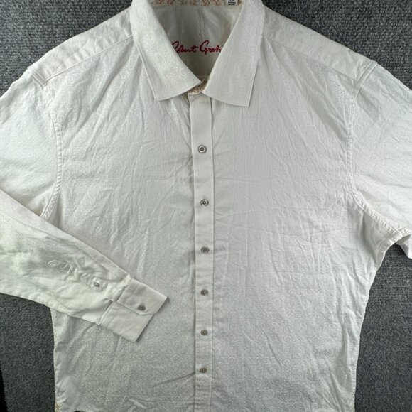 Robert Graham White Long Sleeve Button Up Shirt Men Size XL Classic Fit Swirl - Picture 2 of 16